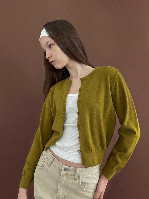 [25 SPRING][SALT Label] VENNY KNIT CARDIGAN_OLIVE