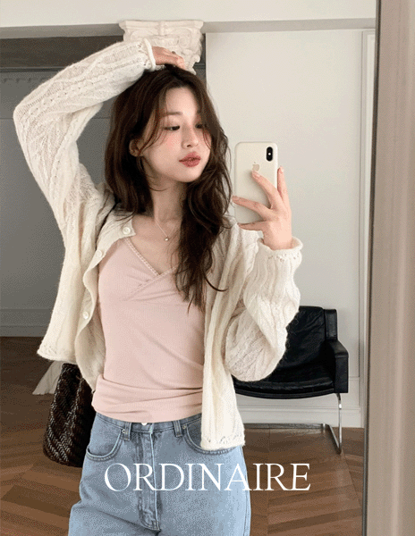Gannasra [ordinaire] Cien Cable Alpaca Cardigan (3 colors/order separately)Always leave)