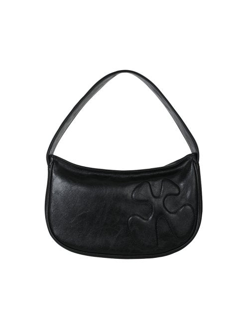 EMBROIDERED LOGO SHOULDER BAG BLACK