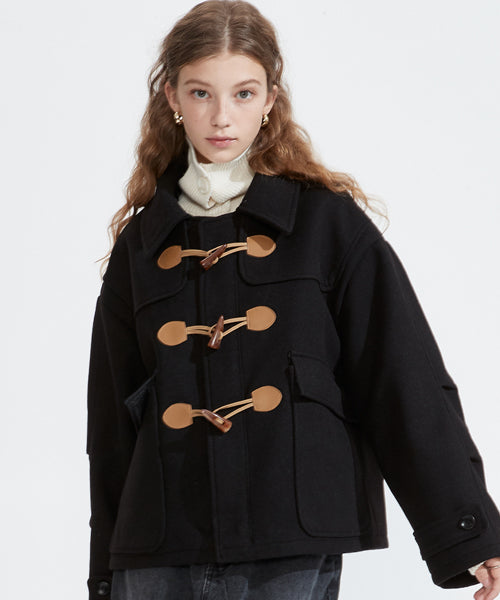 NOI498 Oversized Duffle Coat (Black)