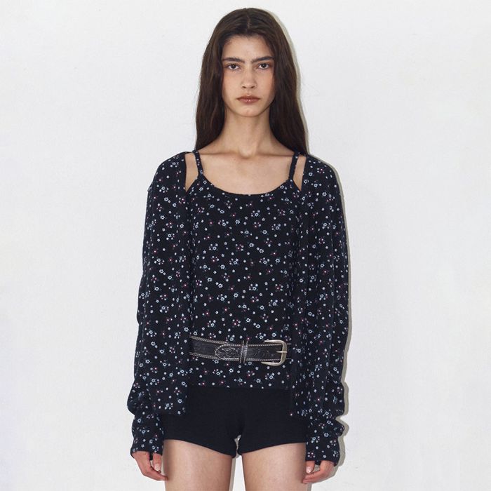 FLOWER CARDIGAN SET (BLACK)