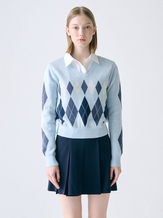 [KNIT] Argyle Knit Pullover_2color