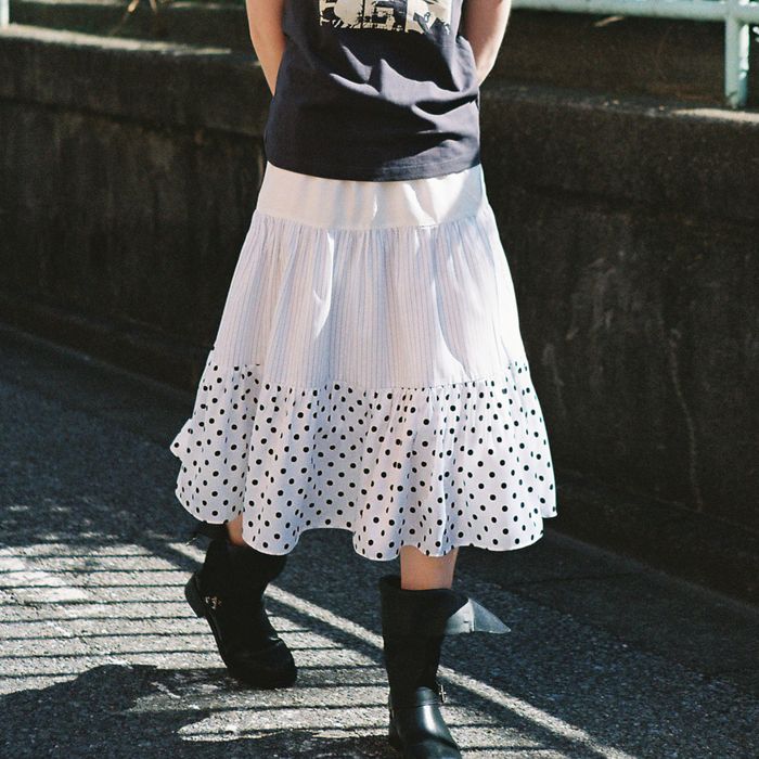 butterfly shirring skirts(MULTI/WHITE)