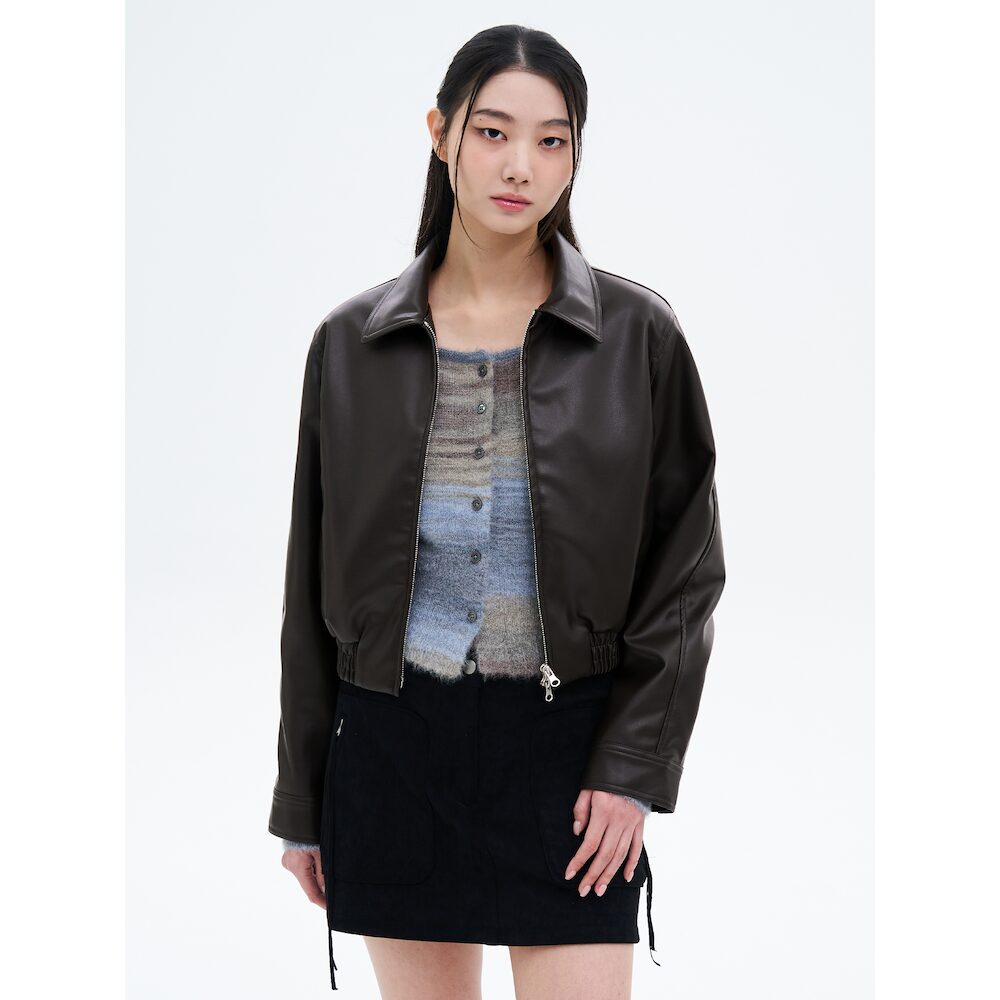 8 Seconds Slim Fit Blouson Leather Outer Brown (32513ZLY2D)