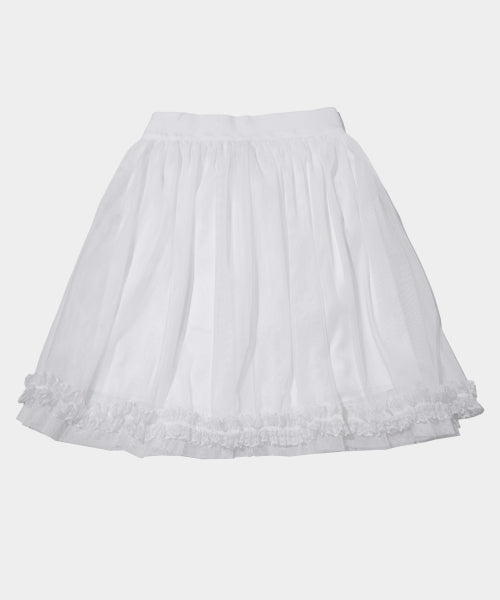 Ballet Princess See-Through Lace Frill Cancan Mini Banding Short Skirt [White]