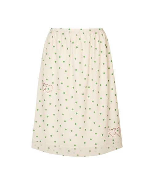 Heart Dot Midi Skirt (Ivory)