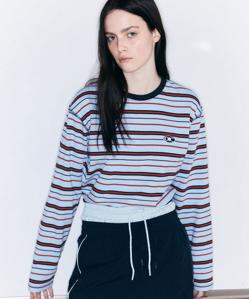 Circle Wappen Stripe Long Sleeve T-shirt [Sky Blue]