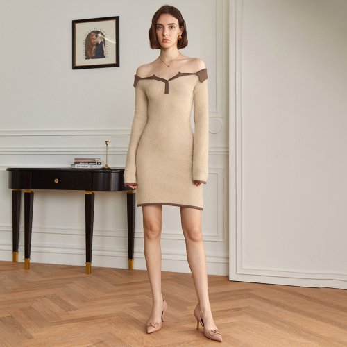 YY_オフショルダーセータードレス