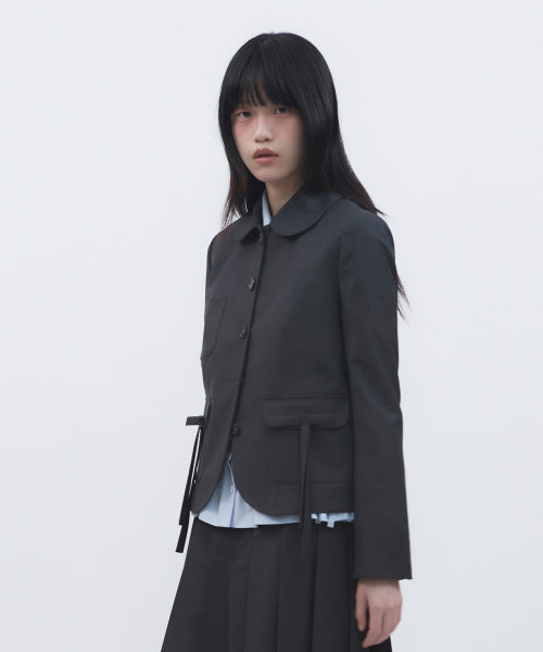 TUOMIO ROUND COLAR RIBBON JACKET [CHARCOAL] - Size & Review | Musinsa