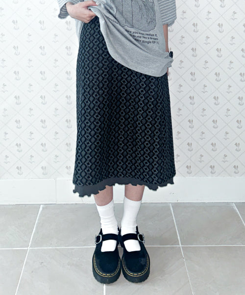 Race Long Skirt [Charcoal grey]