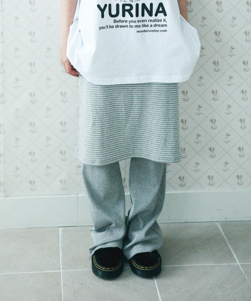 Stripe Skirt pants [Melange grey]