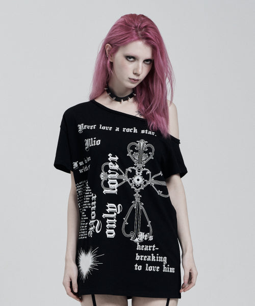 Black one shoulder t-shirts