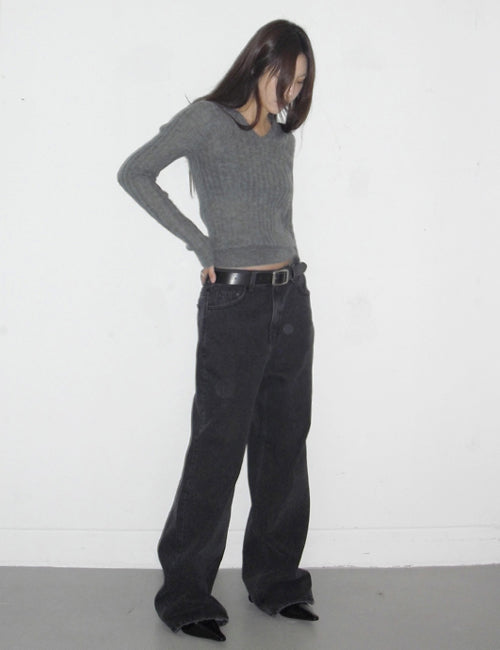 OLSON washed black denim pants