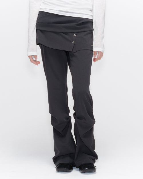 Draped shirt skirt pants SET CHARCOAL