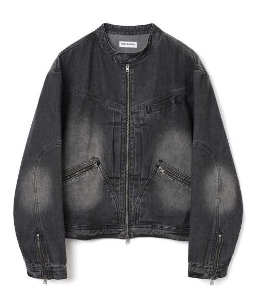 denim biker jacket [black]