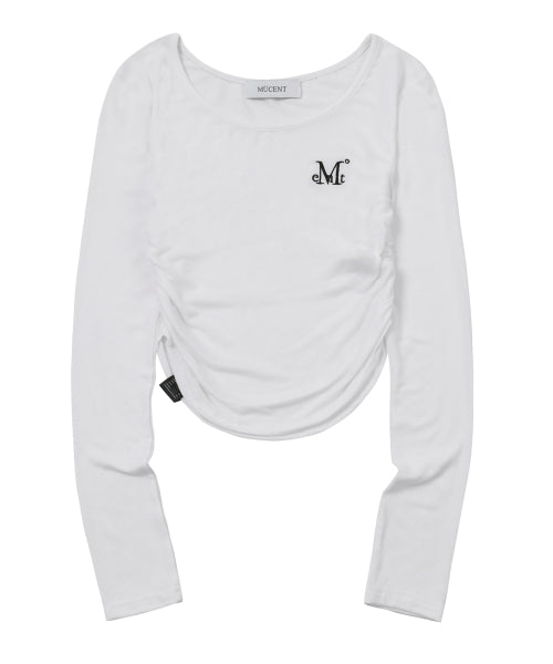 Signature Logo U-Neck Shirring Tee (3 Colors)