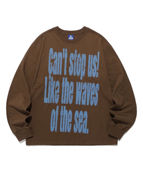 Stop Us Long Sleeve T-Shirt_Brown (IK2ESMT551A)