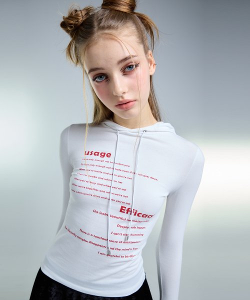 AM ロングフードTシャツ（ホワイト）