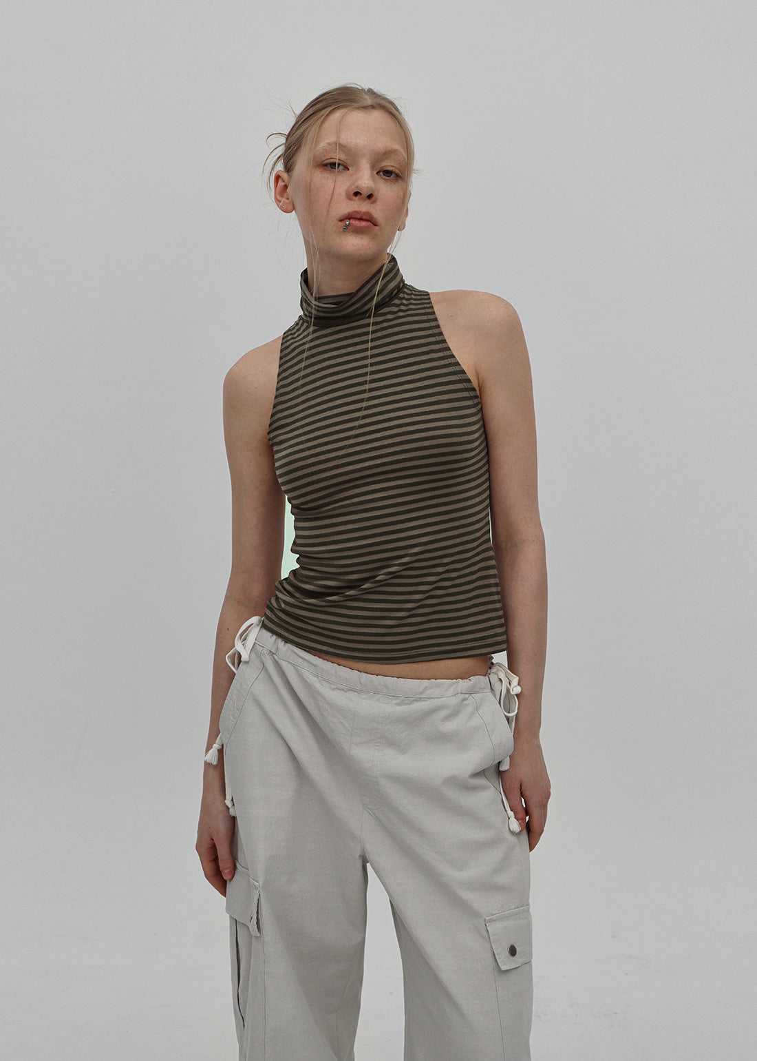 Black Up [✨Spring New Release] [MADE] Pinky Stripe Polar Sleeveless