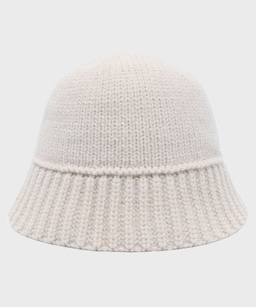 Ivory Wool Knit Bucket Hat