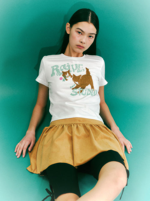 ●RAIVE● RAIVE Cat T-Shirt VW4ME042_3color RAIVE Cat T-Shirt VW4ME042_3color - 레이브