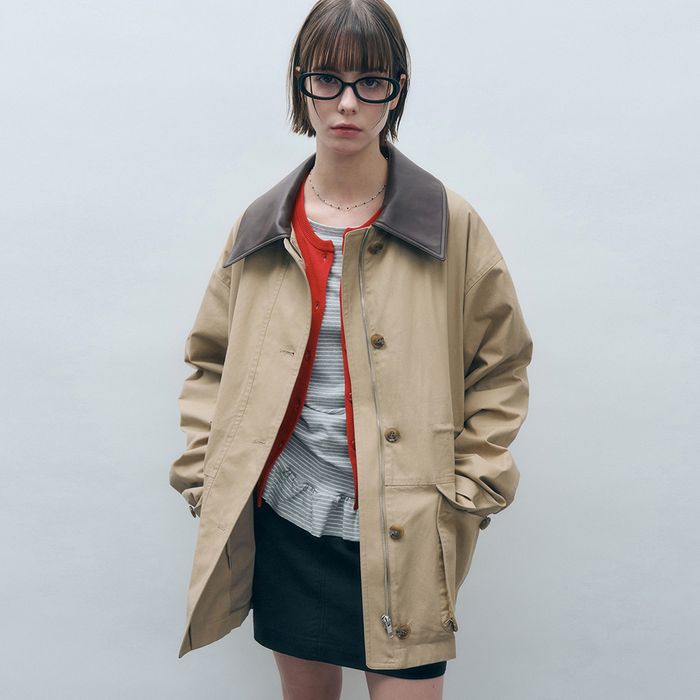 Cotton Work Jacket Beige MDJK039BEIGE