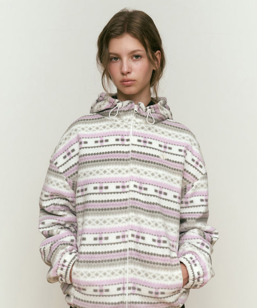 Cherry Fleece Hooded Zip-up [Ivory]