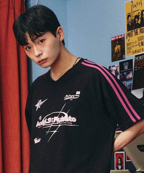 Rubato V-neck Short Sleeve T-shirt Black