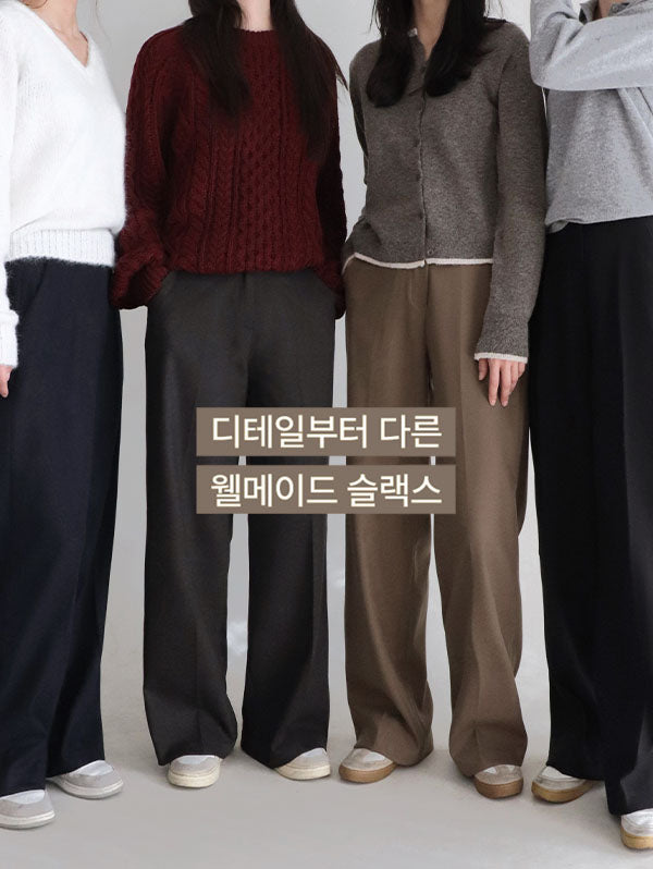 Slow & [Only] [Length Segmentation👖] #SLOWMADE. Moment Charlang Wide Cover Slacks (+Short/Basic/Long ver) - 4 Size