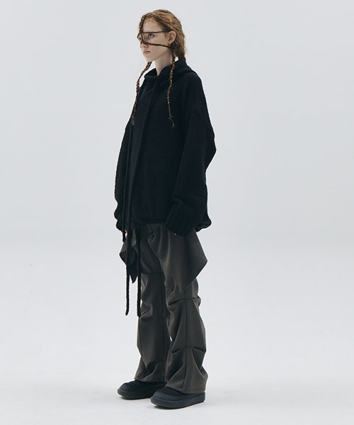 OJOS Wrap over Tuck Pants / Khaki - Size & Review | Musinsa