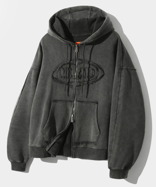 VLAD Cutoff Applique Hood Zip-Up_Charcoal