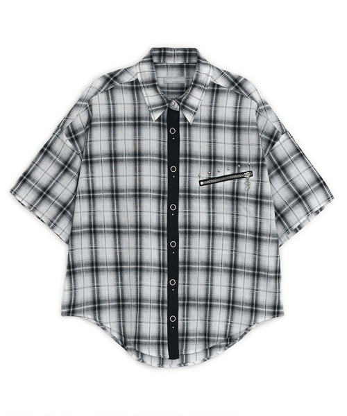 Studded Checkered Shirt (White)