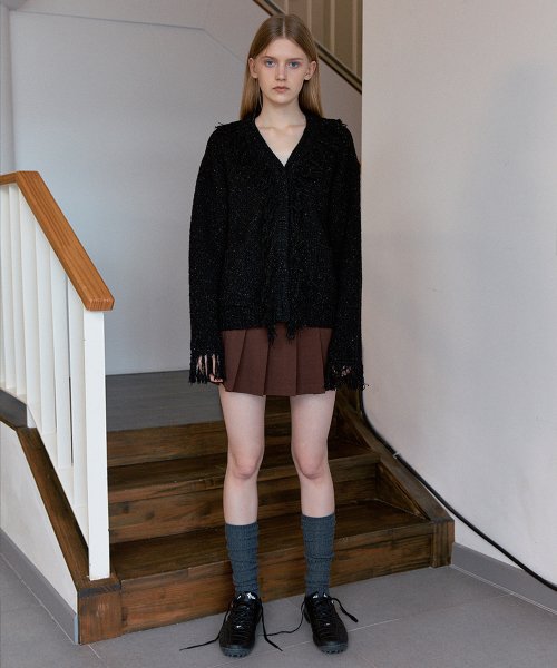 SINOON LACE FRINGE CARDIGAN (BLACK) - SIZE & LATE | MUSINSA