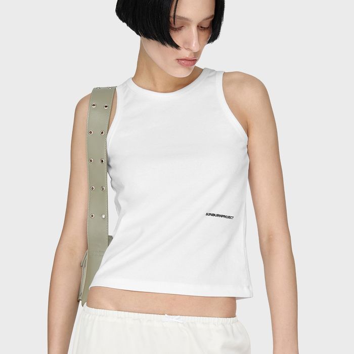 Back Detail Sleevelss Top, WHITE