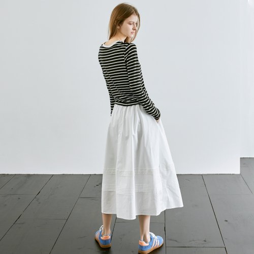 Pleated Flare Long Skirt