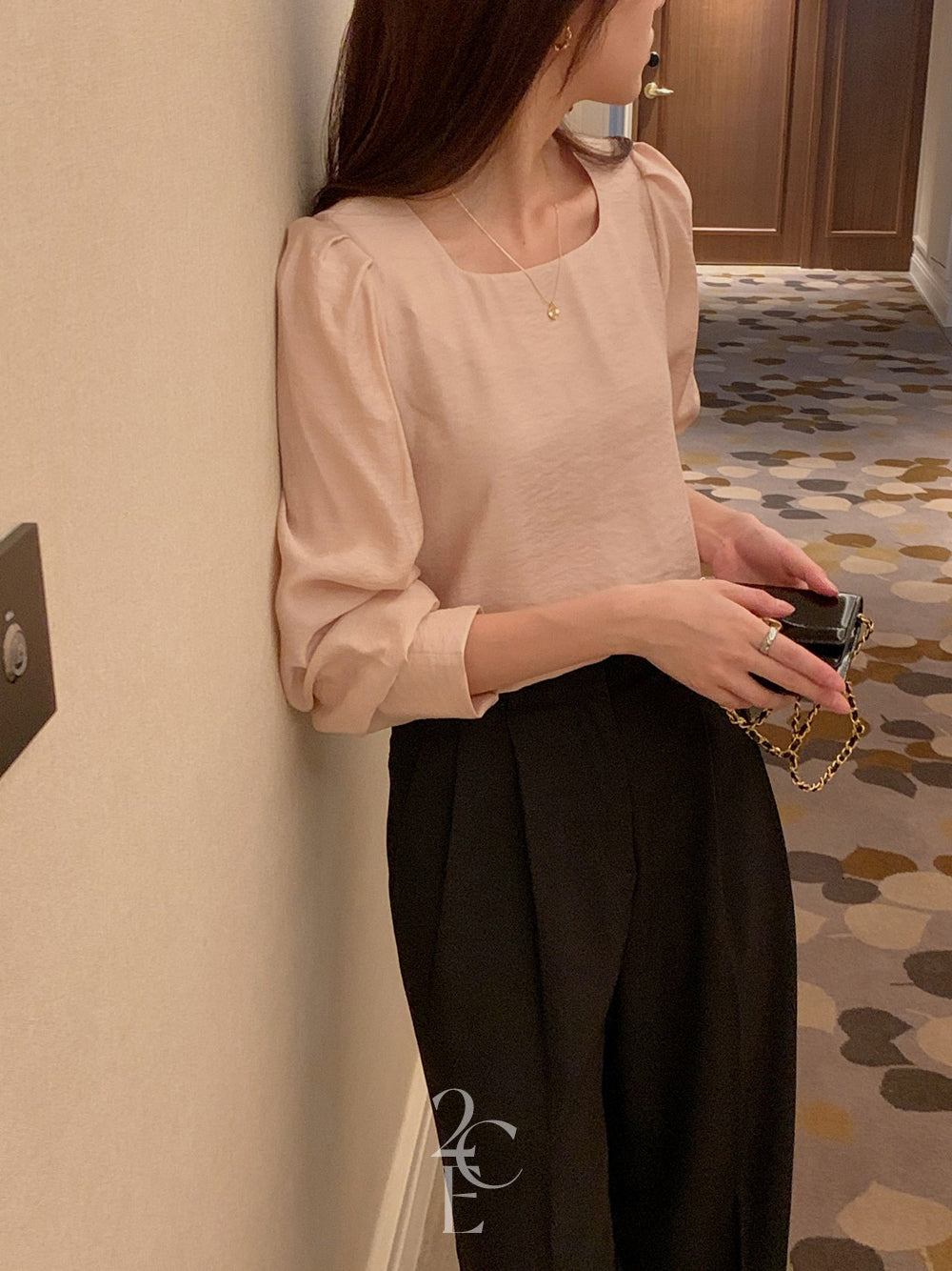 Ishenchi [Only] Midnight Puff Square Neck Blouse (3 colors) Long-Sleeved Spring Wedding Guest Date
