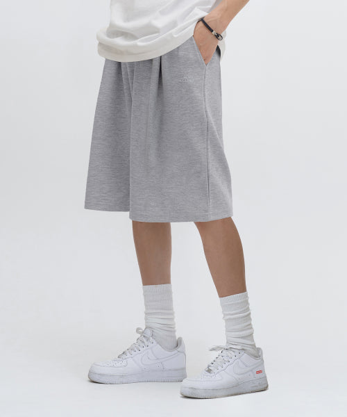 Bermuda Wide One-Tuck Sweat Shorts [Gray]