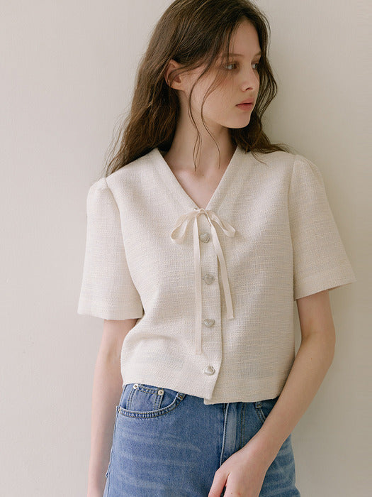 [Exclusive] Tweed Blouse Jacket - Ivory