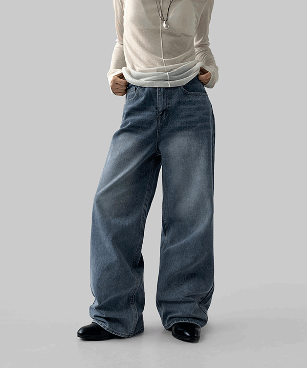 Manic [Free Shipping] Stones Wide Denim Pants