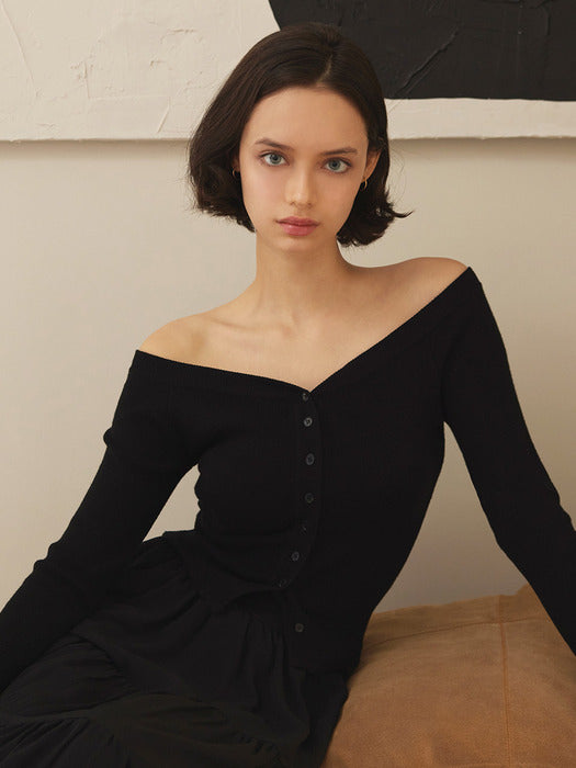 GISELE: GISEL Off-Shoulder Knit Cardigan (4 colors)