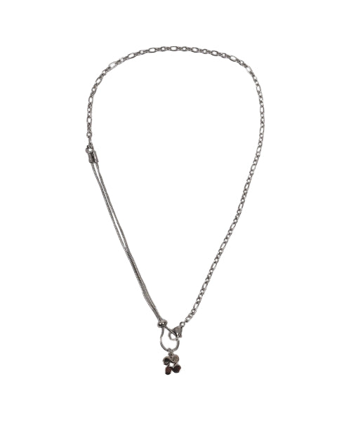 Logo pendant layered chain necklace