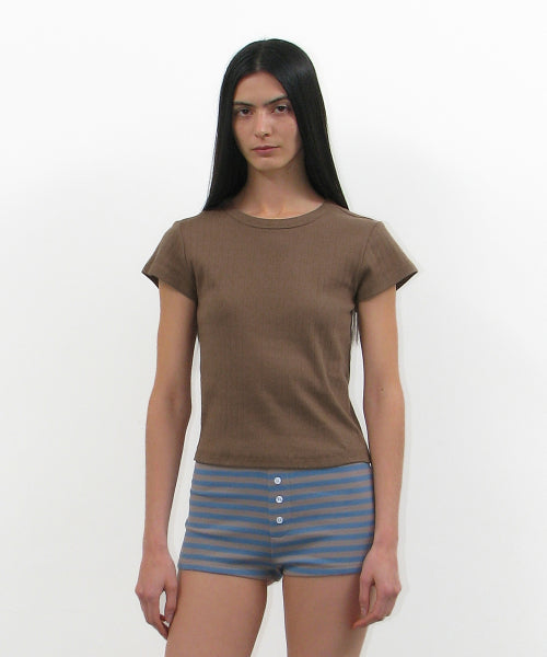 Lace Punching 90s Short Sleeve T-shirt_Brown