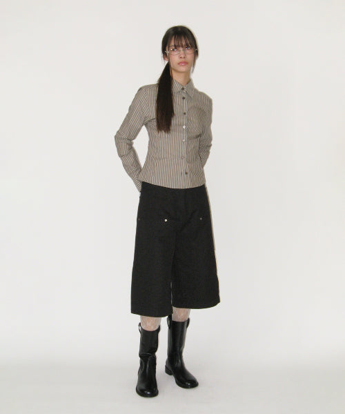 Fitted Stripe Shirt (BROWN)