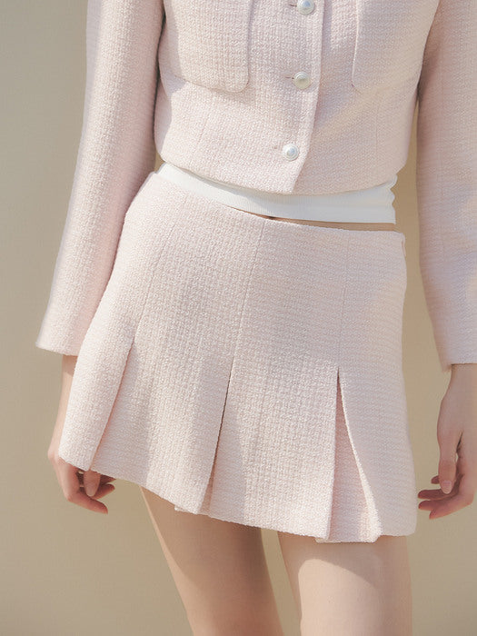Tweed Mini Skirt Pants_Pink