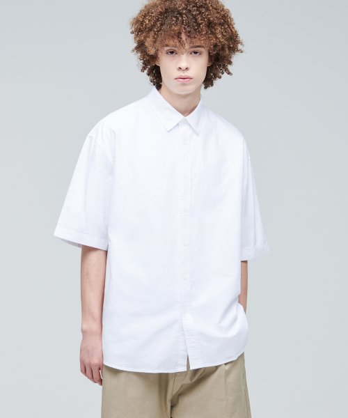 Oversized Oxford Short Sleeve Shirt [White]