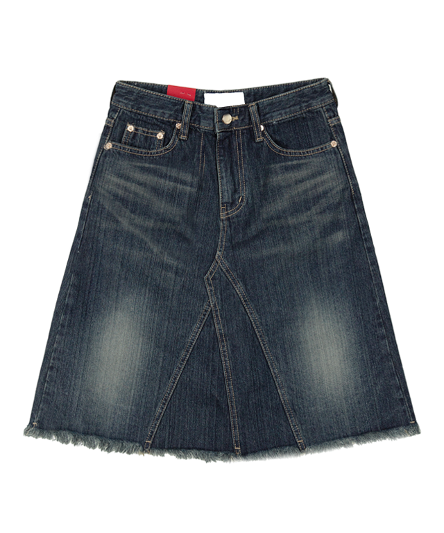 Disweekend *Same-day shipping* [y2k/3 colors/cutting feeling] Midi-washed denim jean skirt
