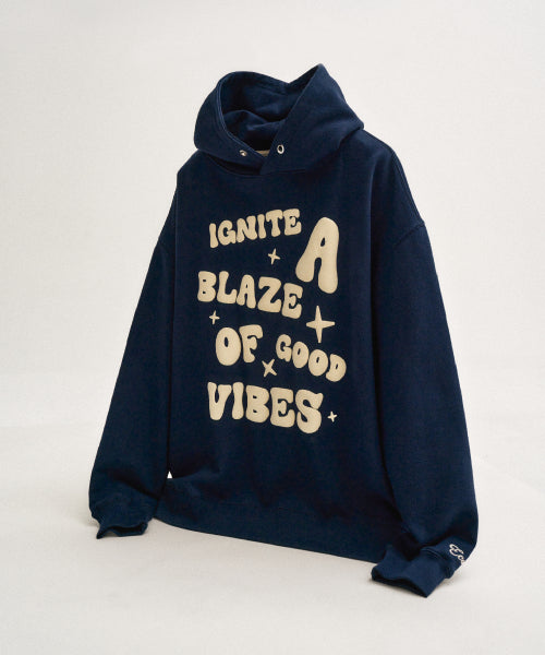 Vibe Volume Print Hoodie_Navy