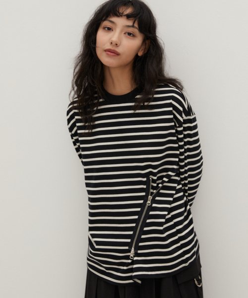 Zipper Detail T-Shirt Black