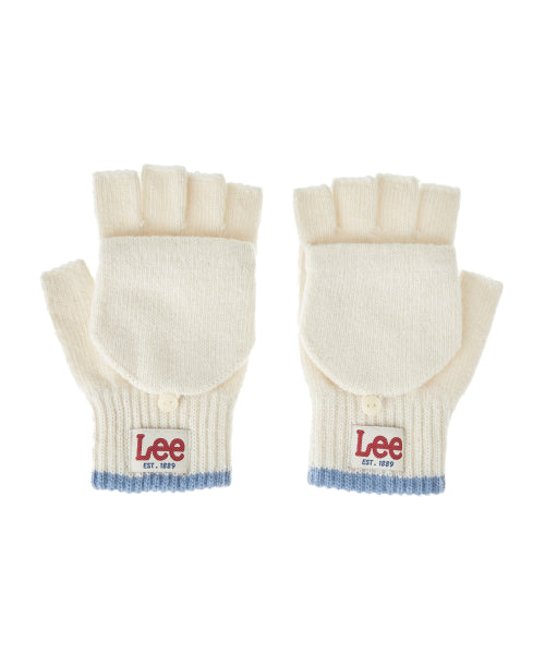 Ivory fingerless knit mittens