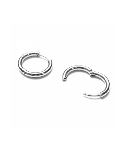 Surgical Steel Slim One-Button Hoop Earrings